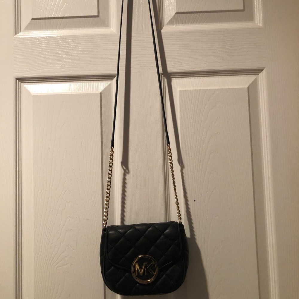MK logo quilted crossbody bag